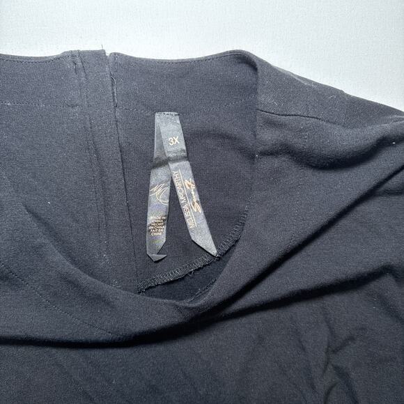 Melissa McCarthy Seven7 Black Long Sleeve Babydoll Tunic Top 3X Back Zip EUC - Picture 2 of 13